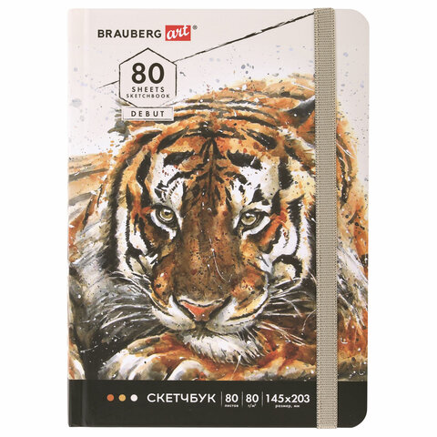 

Скетчбук, белая бумага 80 г/м2, 145х203 мм, 80 л., резинка, твердый, BRAUBE