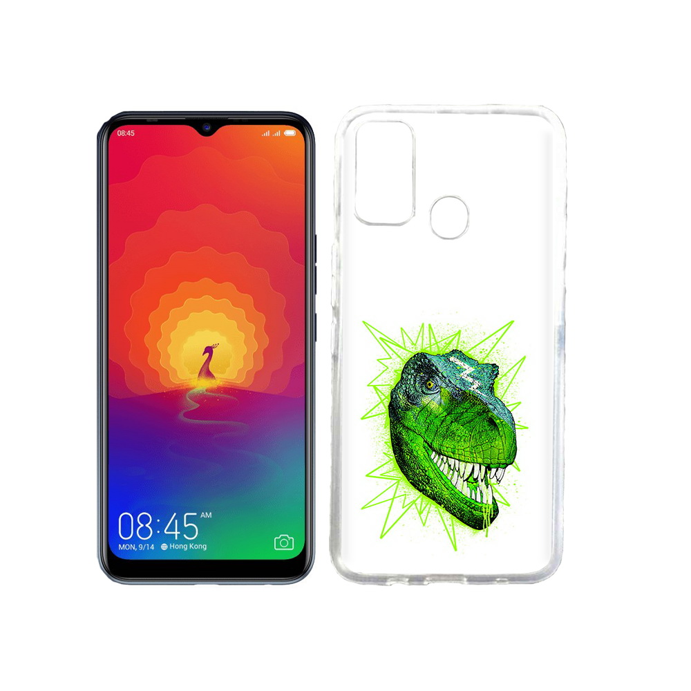 

Чехол MyPads Tocco для Tecno Spark 4 зеленый динозавр, Прозрачный, Tocco