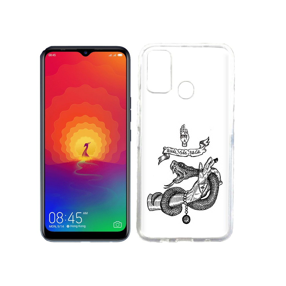 

Чехол MyPads Tocco для Tecno Spark 4 змея на руке рисунок, Прозрачный, Tocco