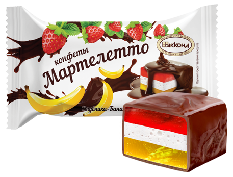 

Конфеты Акконд Мартелетто клубника-банан-сливки