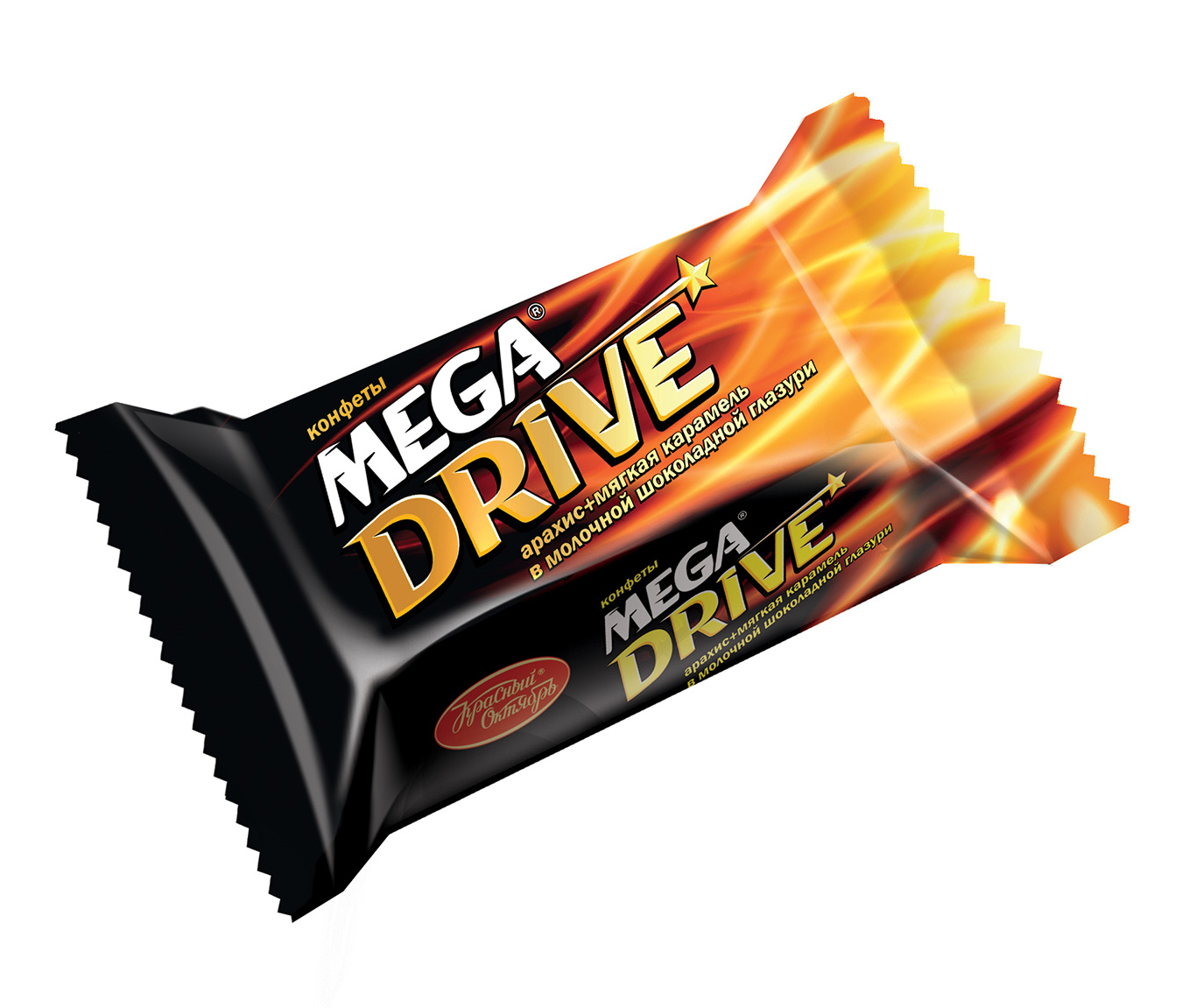 

Конфеты глазированные Красный Октябрь Mega Drive с нугой-мягкой карамелью-арахисом