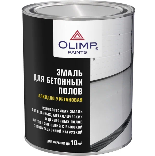 Эмаль OLIMP д/бетонных полов белая База А 0,9л эмаль olimp д бетонных полов белая база а 9л