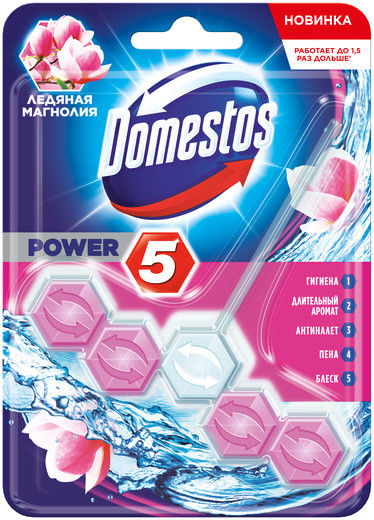 фото Блок для очищения унитаза domestos power 5 ледяная магнолия 55г