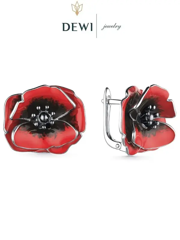 Серьги из серебра Dewi 901022622, эмаль