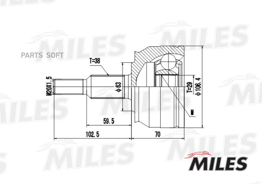 

Шрус Miles Ga20531 Шрус Vw T5 2.5d/3.2 03- Нар. Miles арт. GA20531