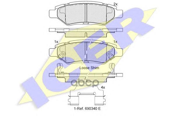 фото 182142 колодки дисковые задние cadillac cts ii 2.8/3.6 08-11 icer