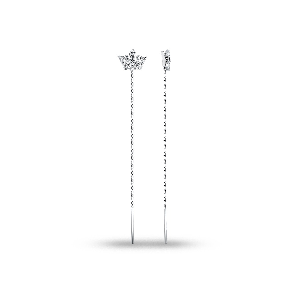 

Серьги продевки из серебра 585Gold 702011199, фианит, 702011199