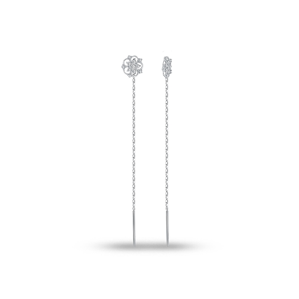 

Серьги продевки из серебра 585Gold 702011200, фианит, 702011200