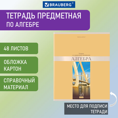 

Тетрадь предметная DELIGHT 48 л обложка картон АЛГЕБРА клетка BRAUBERG 404568 (10шт)