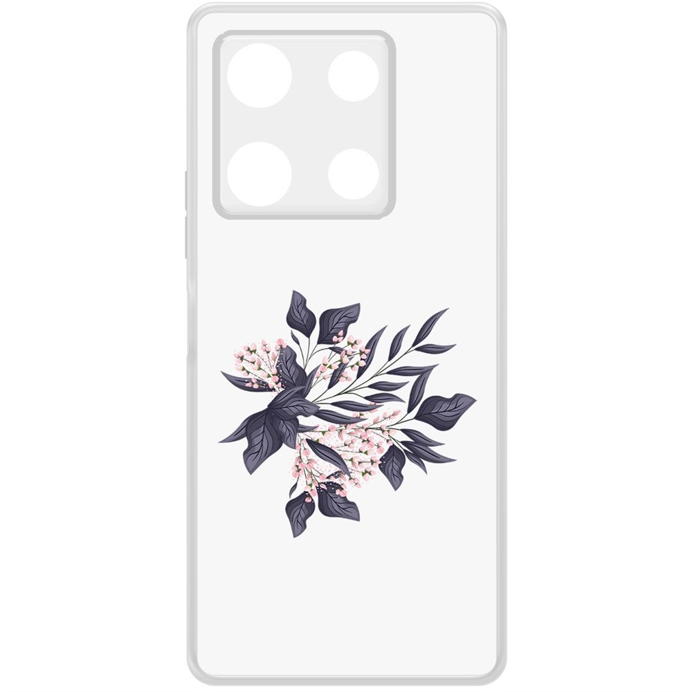 

Чехол-накладка Krutoff Clear Case Розовые бутоны для Infinix Note 30 Pro, Прозрачный