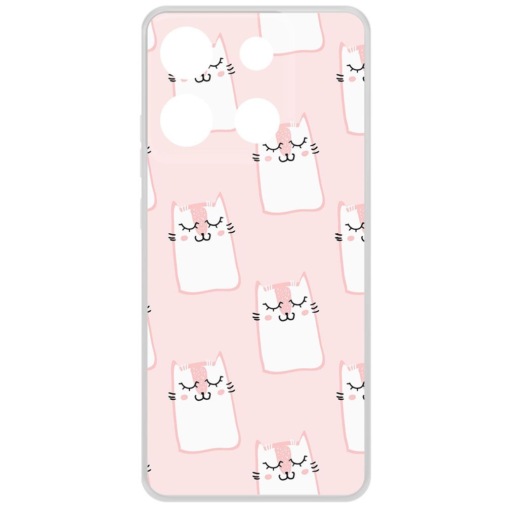 

Чехол-накладка Krutoff Clear Case Котики паттерн для INFINIX Smart 7 Plus, Прозрачный
