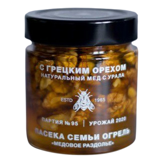 

Мед Медовое раздолье цветочный натуральный с орехами 230 г