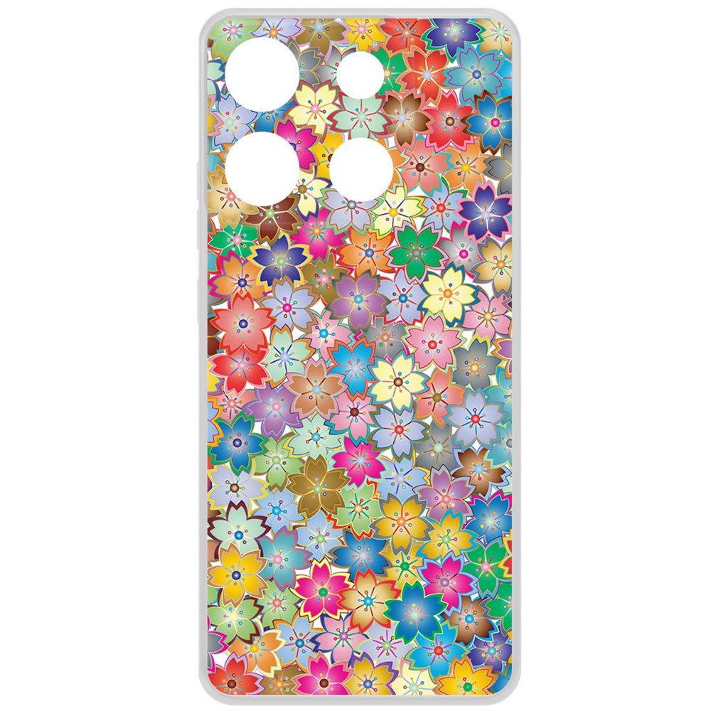 Чехол-накладка Krutoff Clear Case Цветочный паттерн 4 для INFINIX Smart 7 Plus