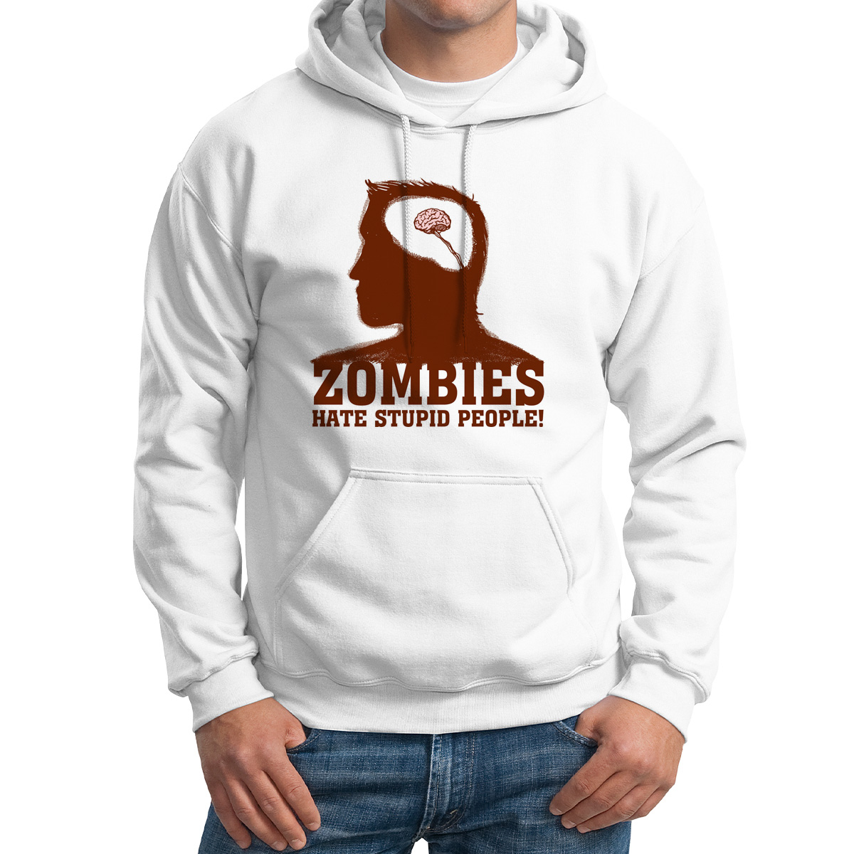 

Худи унисекс CoolPodarok Прикол Мозг Zombies белое 58 RU, Белый, M0151502