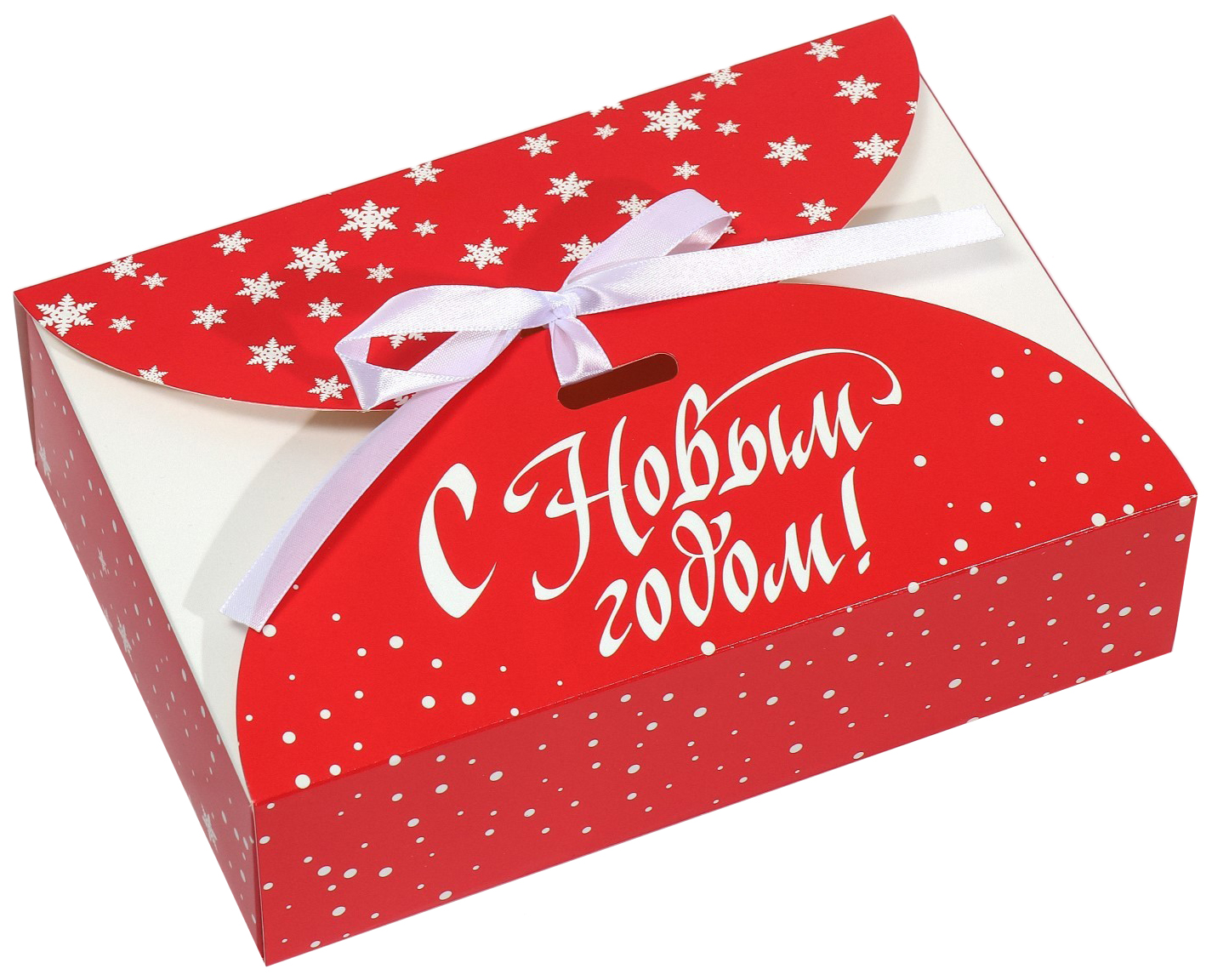 

Коробка сборная С Новым годом, 22 х 15 х 6 см, Красный;белый