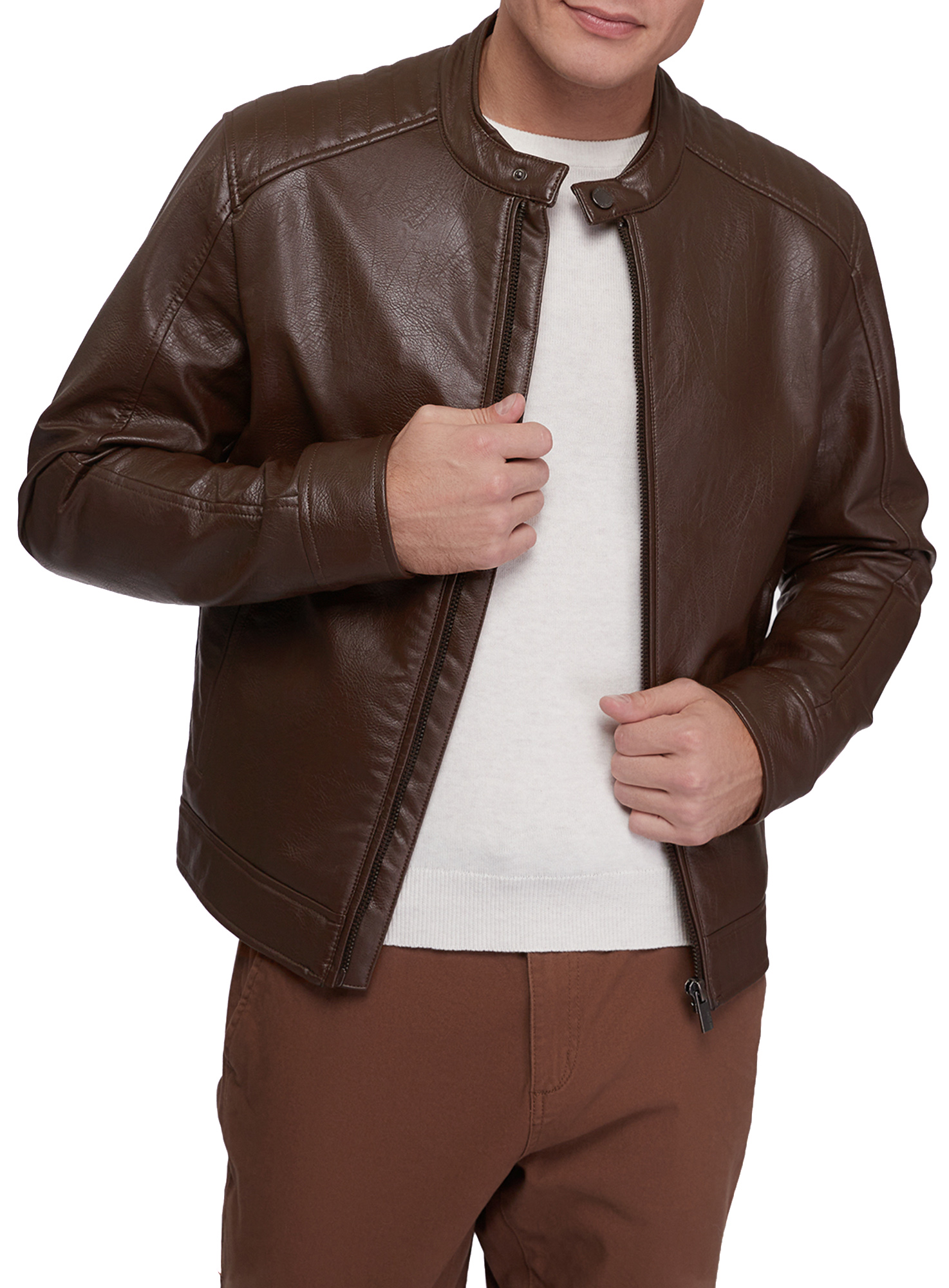 фото Кожаная куртка мужская oodji 1l521001m коричневая s