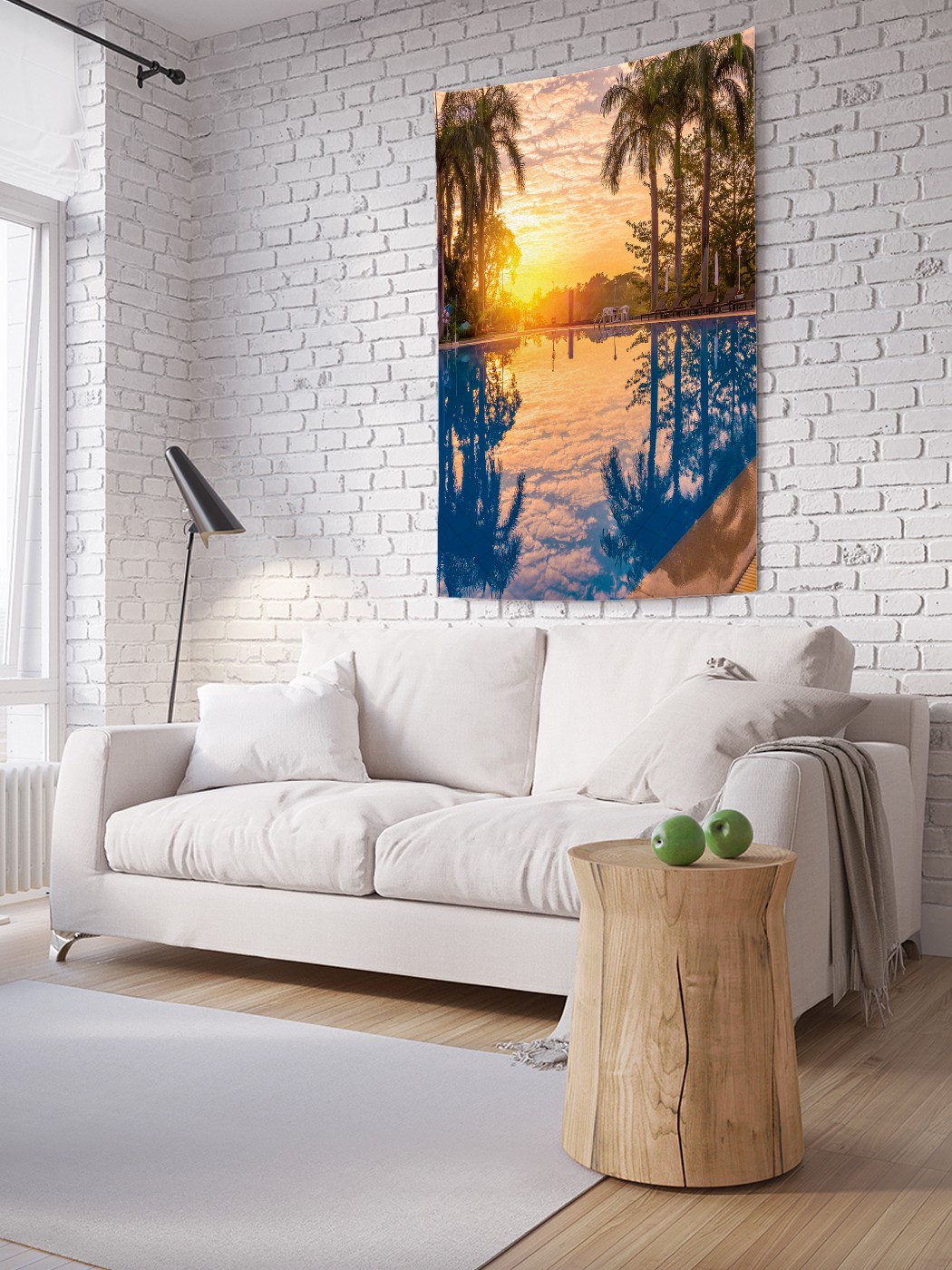 фото Вертикальное фотопанно на стену joyarty "бассейн под пальмами", 150x200 см