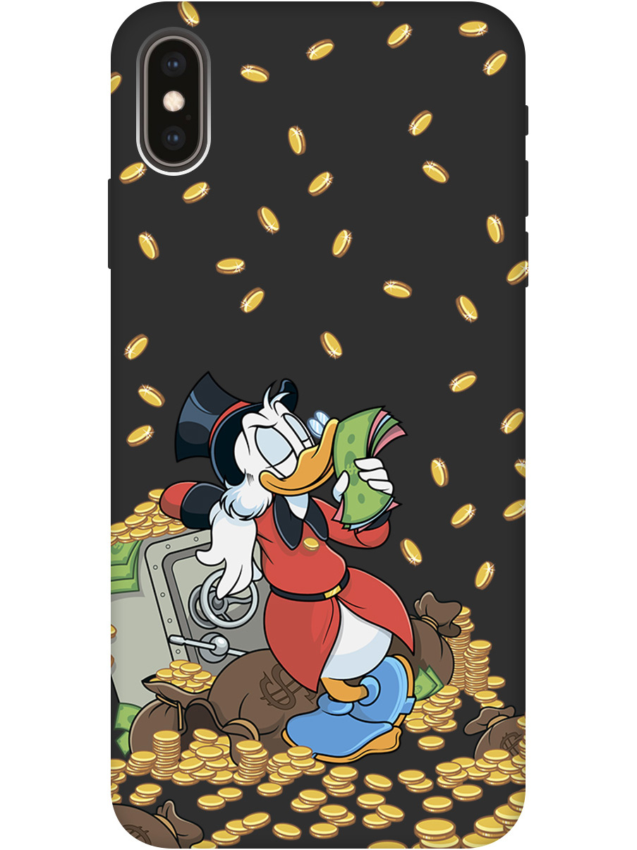 

Силиконовый чехол на Apple iPhone XS Max с принтом "Скрудж и сейф" матовый черный, Черный;белый;красный, 719086271