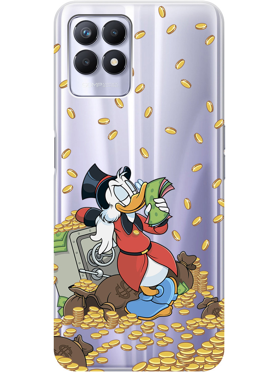 

Силиконовый чехол на Realme 8i с принтом "Скрудж и сейф" прозрачный, Белый;красный;прозрачный, 735001071
