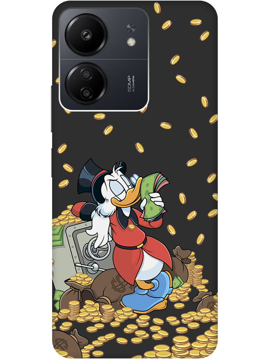 

Силиконовый чехол на Xiaomi Redmi 13C, Poco C65 с принтом "Скрудж и сейф" матовый черный, Черный;белый;красный, 777767771