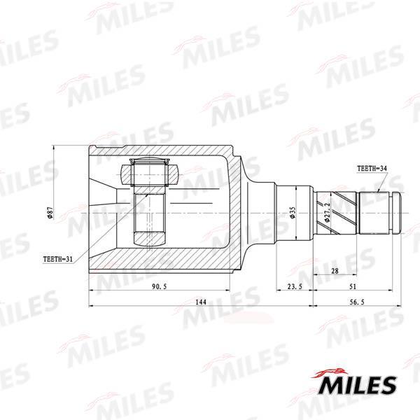 

Шрус Miles Ga10118 Внутренний Левый Cruze M/T Miles арт. GA10118