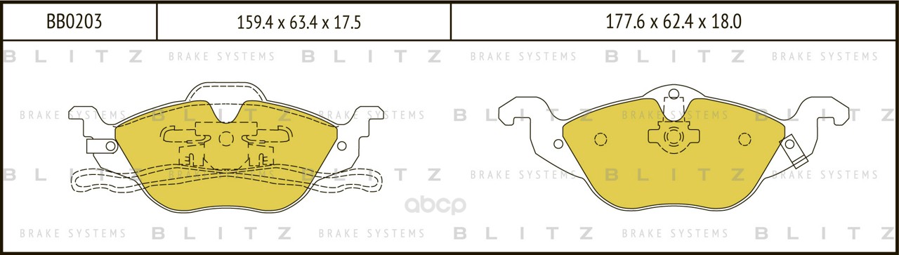 

Тормозные колодки BLITZ передние для Opel Astra 1.2/1.6/1.8/1.7Cdi/2.0Di 98-05 BB0203