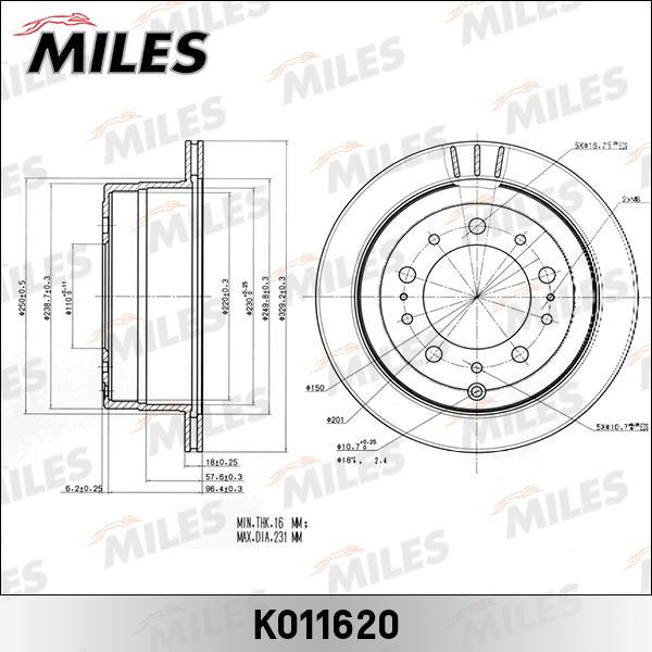 

Диск Тормозной Toyota Land Cruiser 100 Задний Вентилируемый Miles Miles арт. K011620