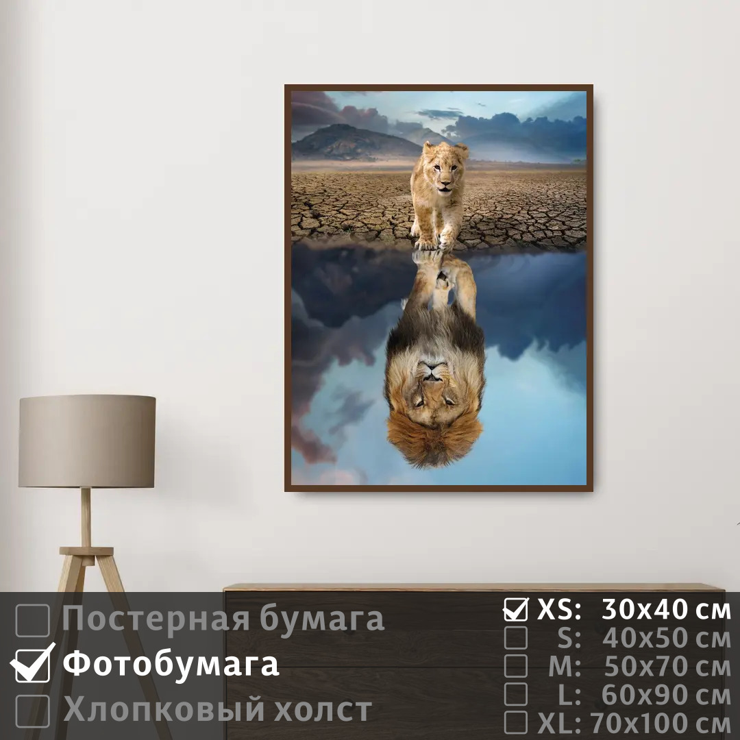 

Постер на фотобумаге ПолиЦентр Африка отражение льва 30х40 см, АфрикаОтражениеЛьва