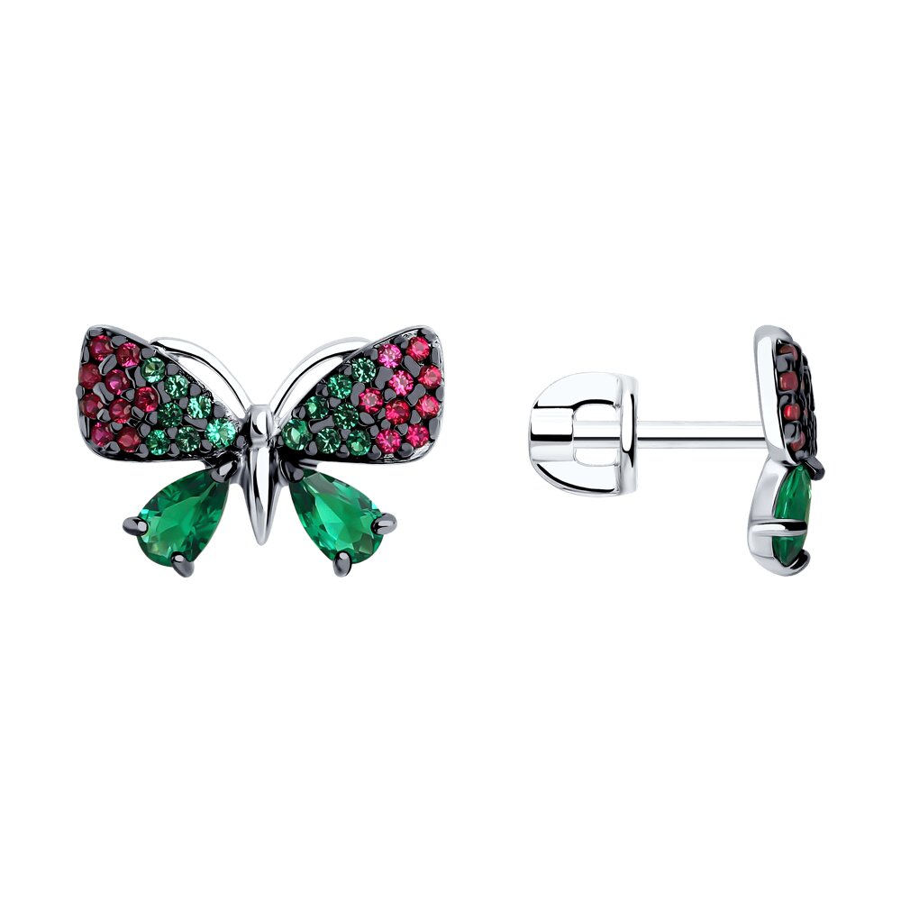 

Серьги пусеты из серебра SOKOLOV 94025992, корунд искусственный/фианит, 94025992
