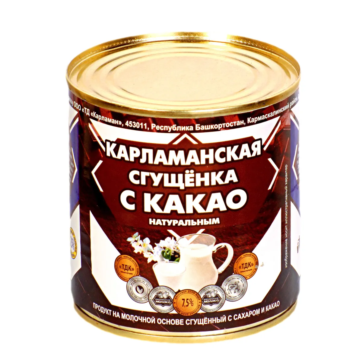 

Молоко сгущенное Карламанское с сахаром и какао натуральным 7,5% 370 г