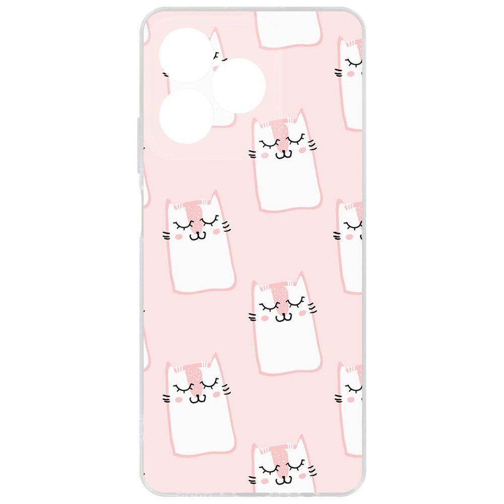 

Чехол-накладка Krutoff Clear Case Котики паттерн для Realme C53, Прозрачный