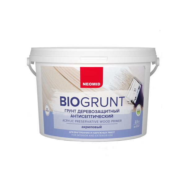 Грунт Neomid Biogrunt антисептический, деревозащитный, 2,5 л