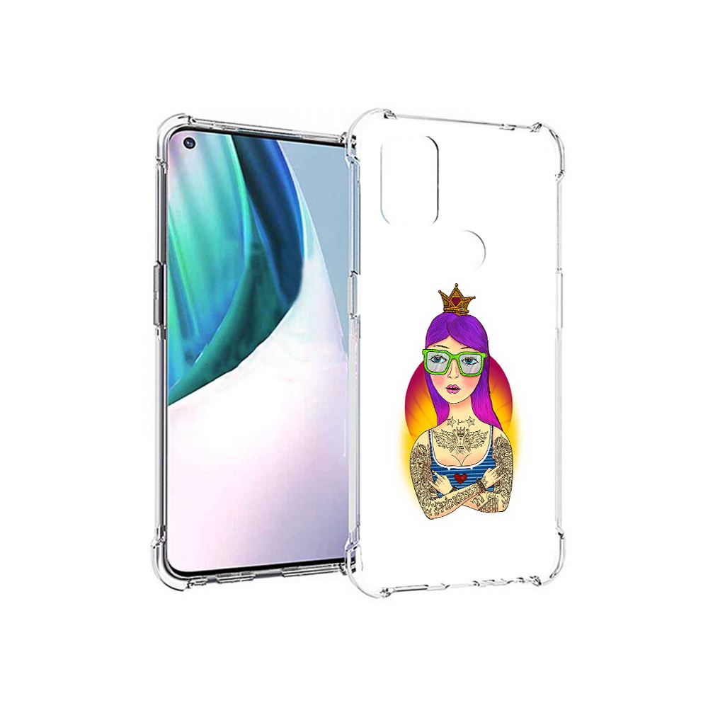 

Чехол MyPads Tocco для OnePlus Nord N10 5G девушка в татуировках с короной, Прозрачный, Tocco