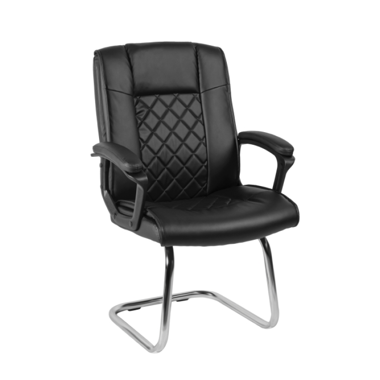 Стул офисный easy chair изо серый искусственная кожа металл хромированный
