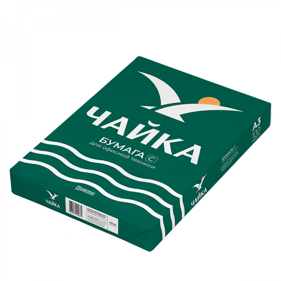 

Бумага белая Чайка А3 80 г/кв.м марка С пачка 500л. 5 уп., Белый