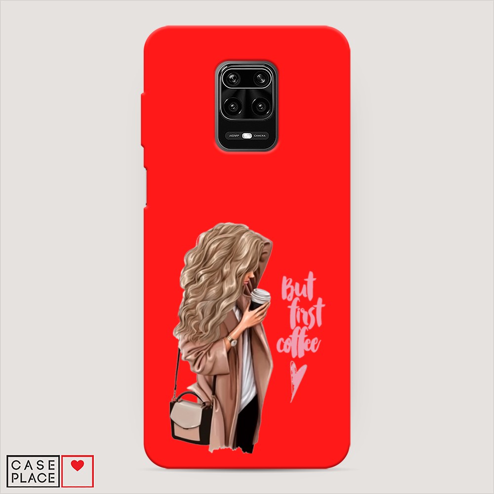 

Матовый силиконовый чехол "Девушка с кофе" на Xiaomi Redmi Note 9 Pro, Девушка с кофе