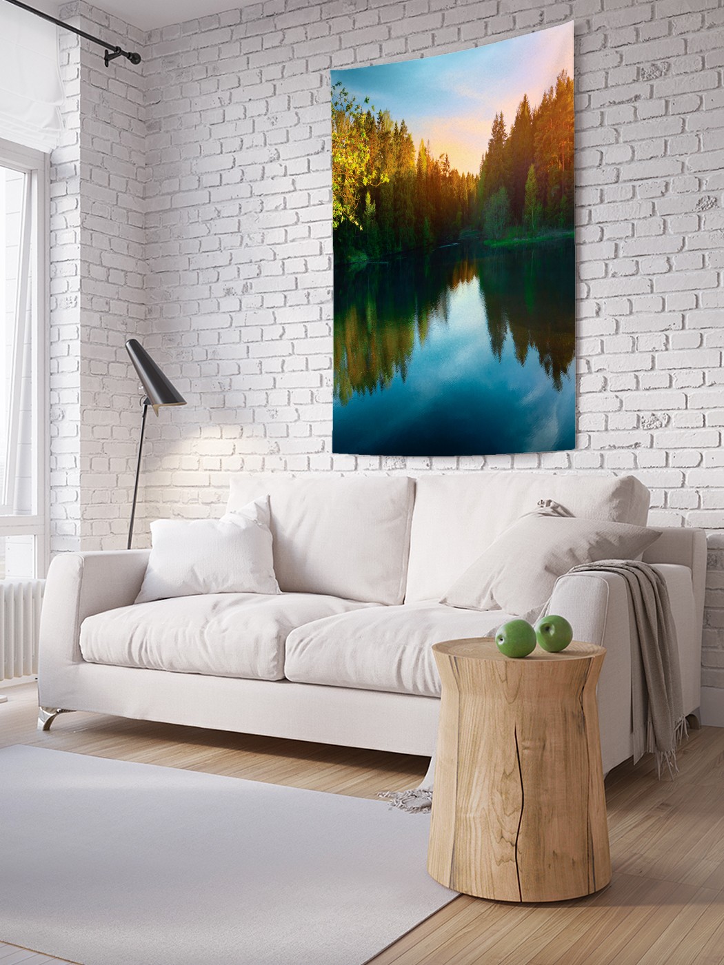 

Вертикальное фотопанно на стену JoyArty Спокойствие на реке посреди леса 150x200 см, Спокойствие на реке посреди леса