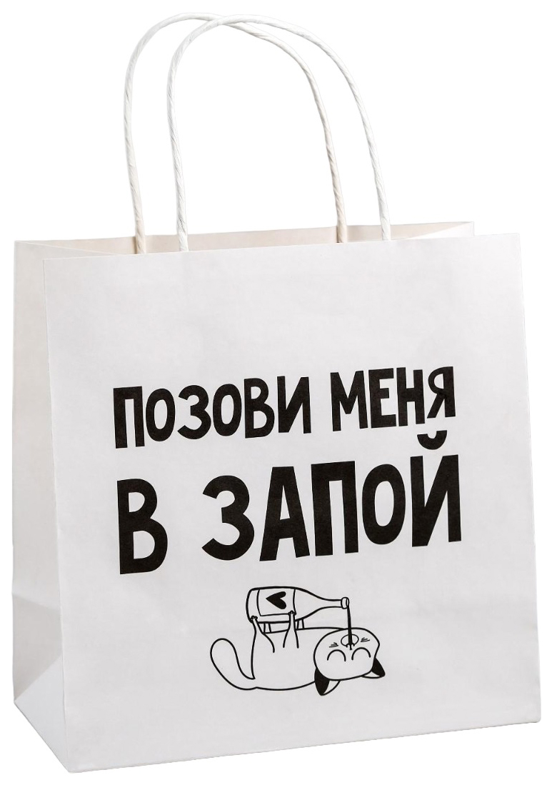 

Пакет подарочный Позови меня, 22 х 22 х 11 см, Белый