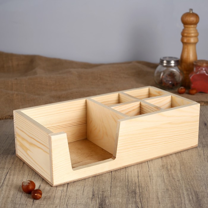 

Подставка "Прямоугольник" из СОСНЫ, с 5ю отсеками, 15x30x8.5 см