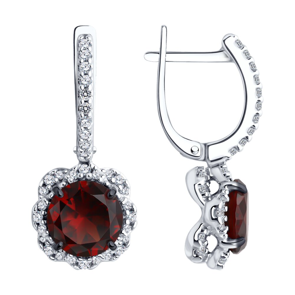

Серьги подвески из серебра SOKOLOV 92022824, ситалл искусственный/фианит, 92022824