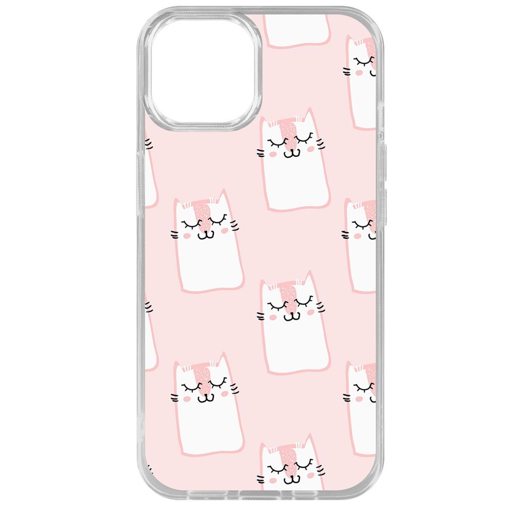 

Чехол-накладка Krutoff Clear Case Котики паттерн для iPhone 15, Прозрачный
