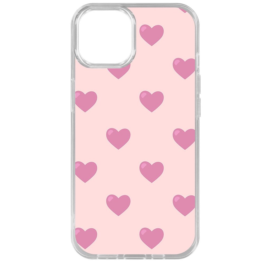 

Чехол-накладка Krutoff Clear Case Пурпурные сердца для iPhone 15, Прозрачный