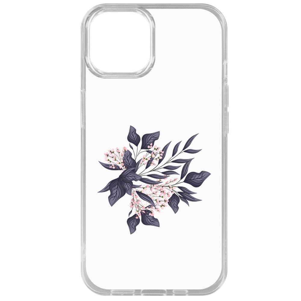 

Чехол-накладка Krutoff Clear Case Розовые бутоны для iPhone 15, Прозрачный