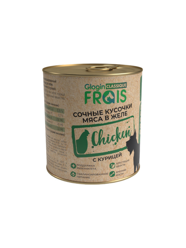 

Консервы для собак Frais Classique Dog кусочки мяса с курицей в желе, 850 гр * 6 шт