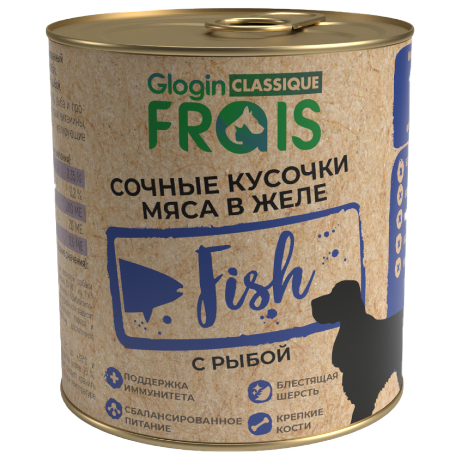 Консервы для собак Frais Classique Dog кусочки мяса с рыбой в желе, 6 шт по 850 г