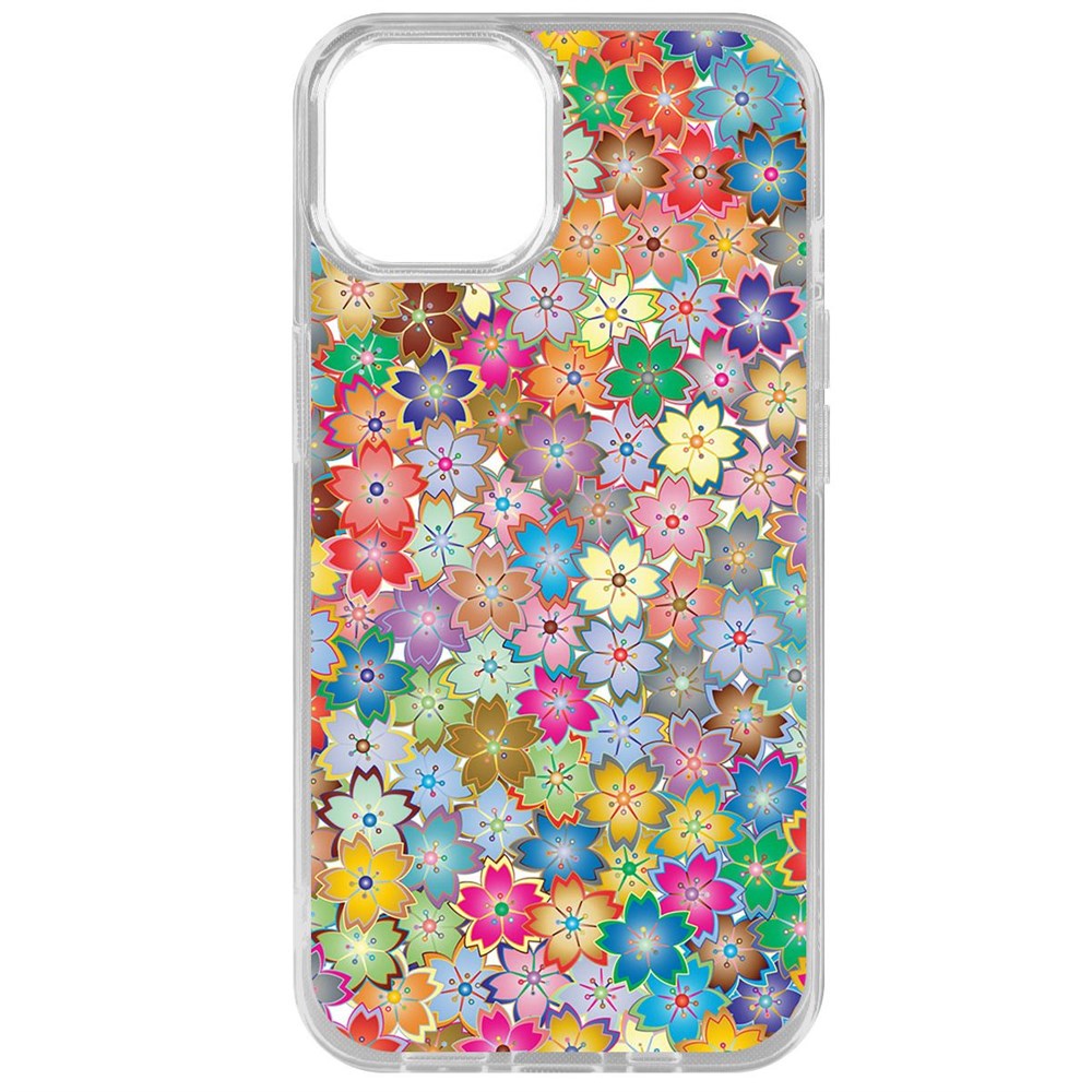 

Чехол-накладка Krutoff Clear Case Цветочный паттерн 4 для iPhone 15, Прозрачный