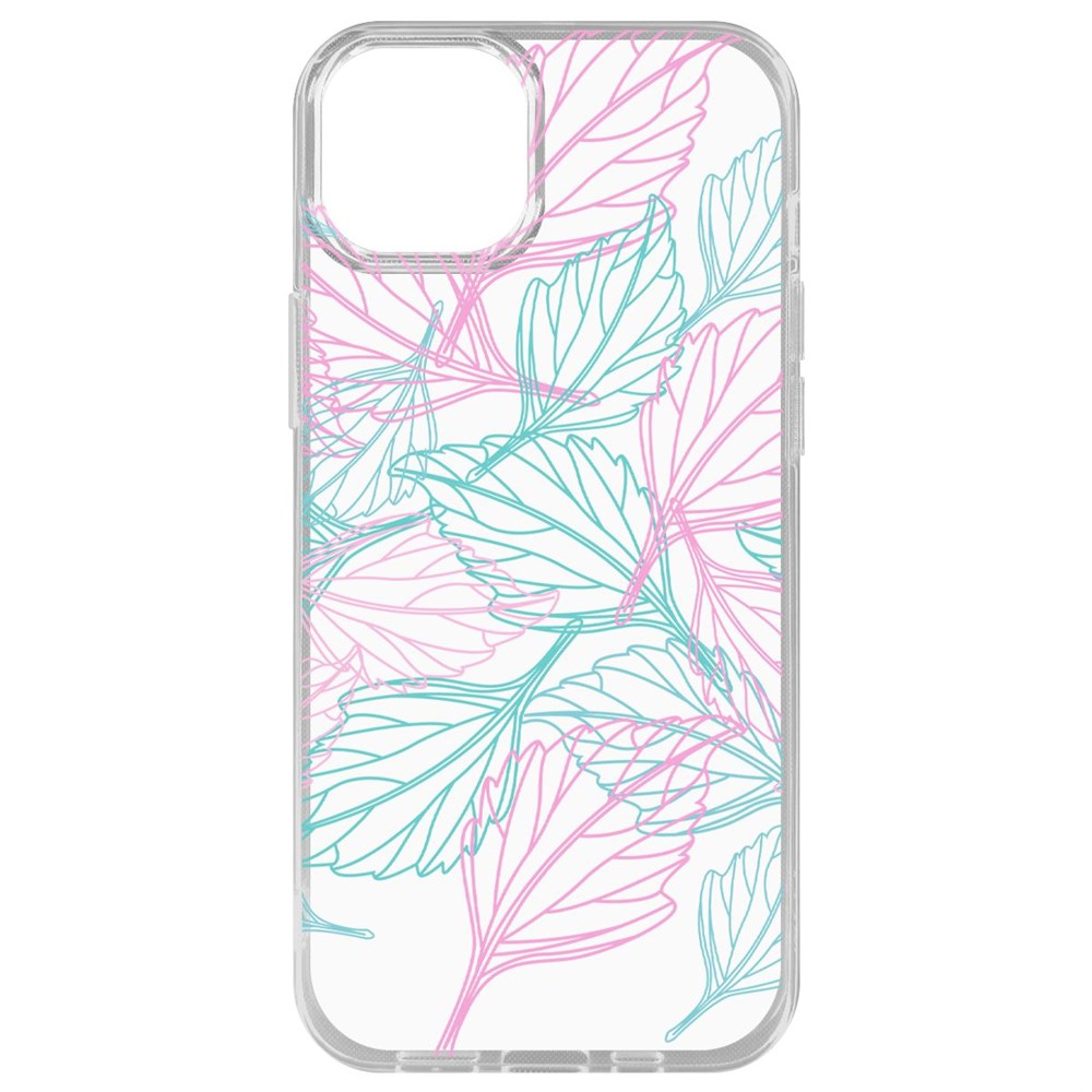 

Чехол-накладка Krutoff Clear Case Листья паттерн для iPhone 15 Plus, Прозрачный