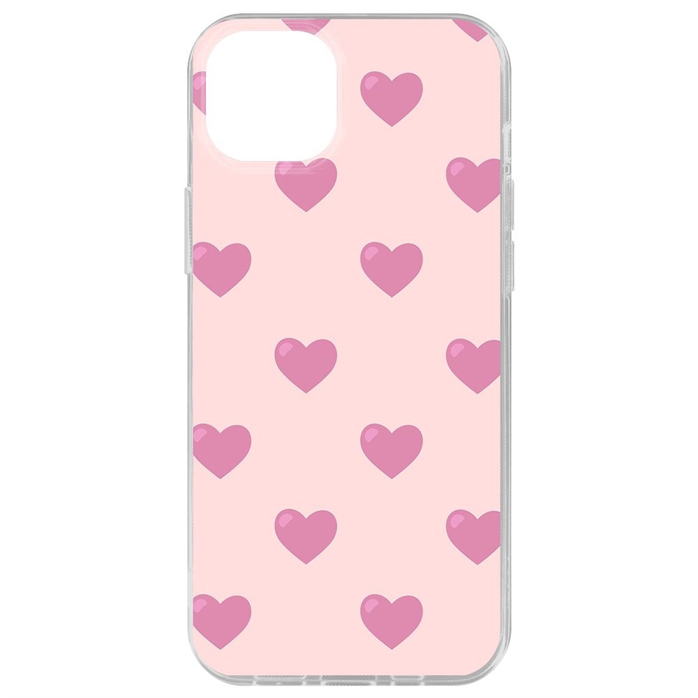 

Чехол-накладка Krutoff Clear Case Пурпурные сердца для iPhone 15 Plus, Прозрачный