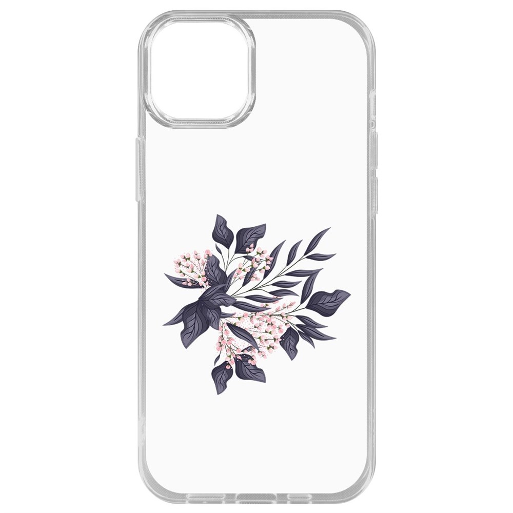 

Чехол-накладка Krutoff Clear Case Розовые бутоны для iPhone 15 Plus, Прозрачный