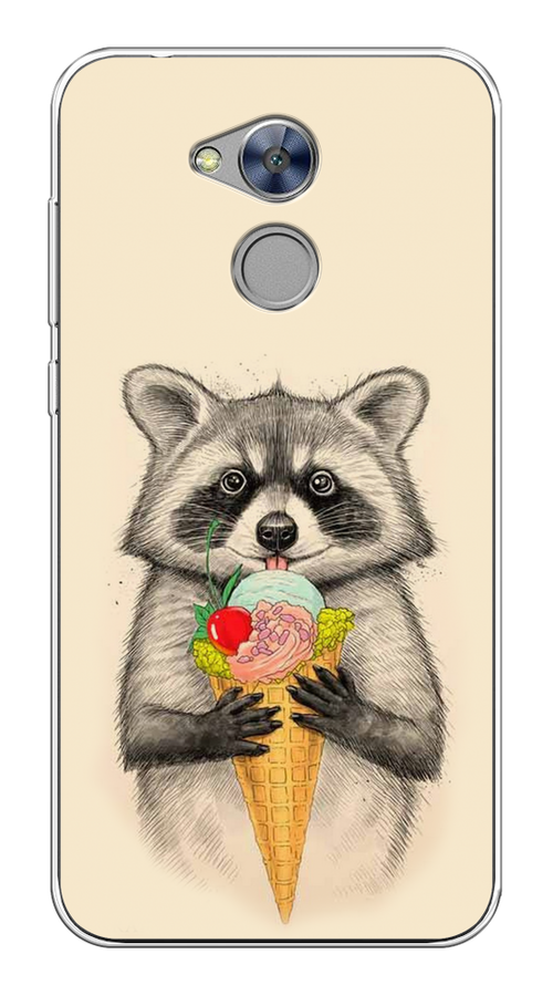 

Чехол Awog на Honor 6A "Енот с мороженым", Разноцветный, 63650-10